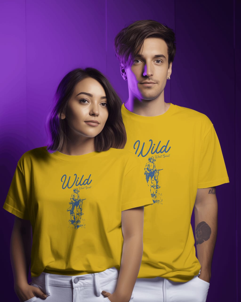 Masturd yellow Half sleeve Unisex Cotton bio wash T-shirt, Horse Rider design