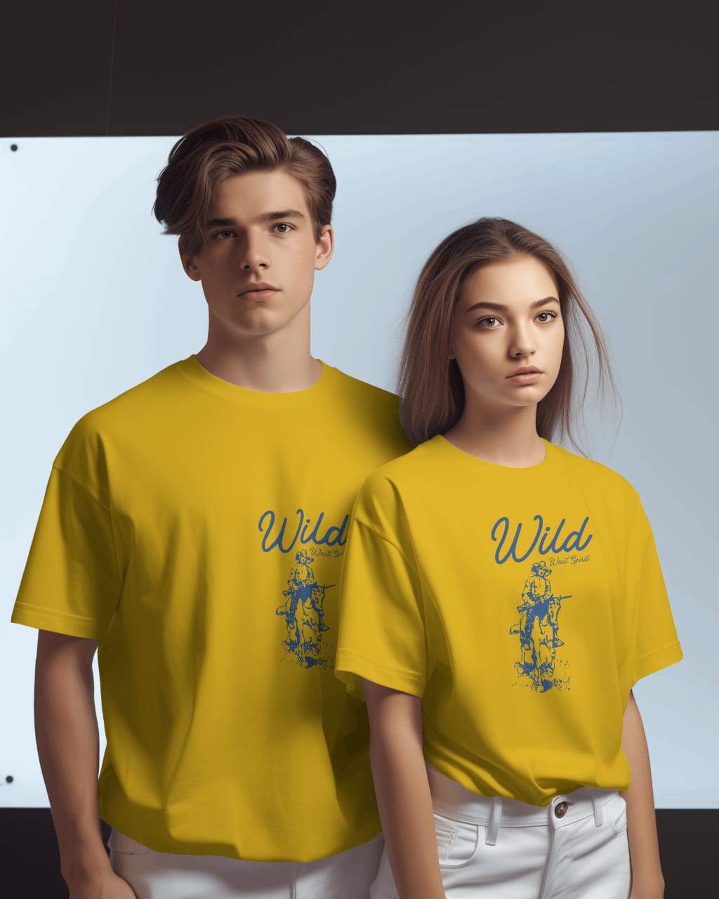 Masturd yellow Half sleeve Unisex Cotton bio wash T-shirt, Horse Rider design
