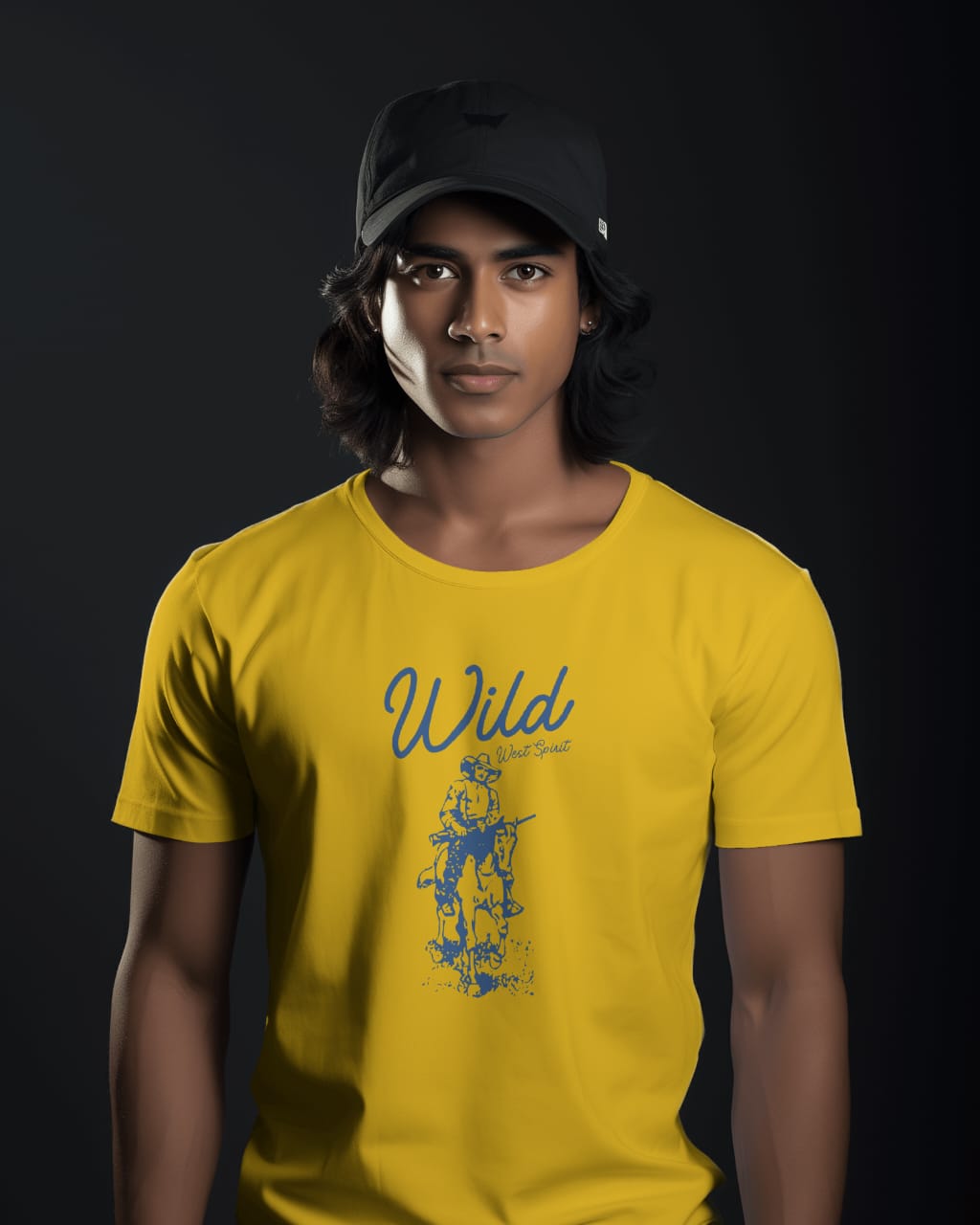 Masturd yellow Half sleeve Unisex Cotton bio wash T-shirt, Horse Rider design