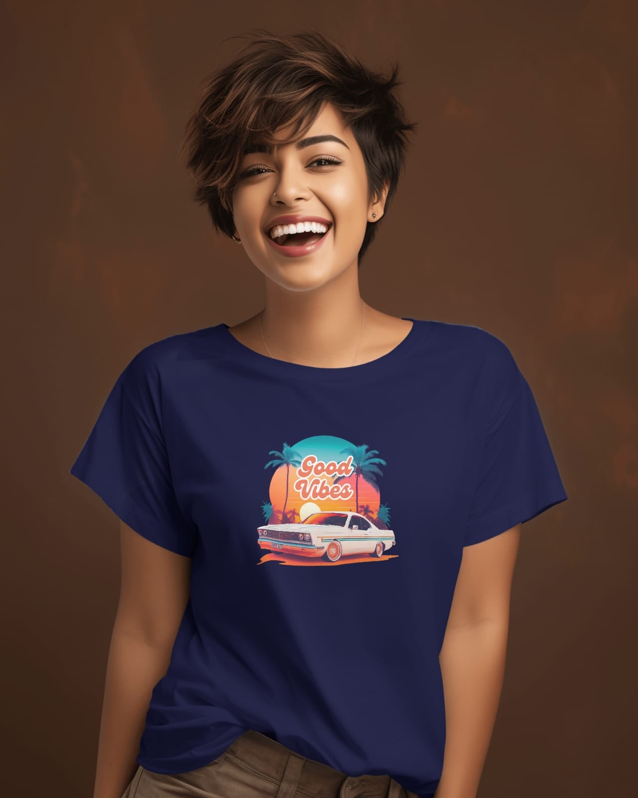 Navy blue Cotton bio wash vintage design