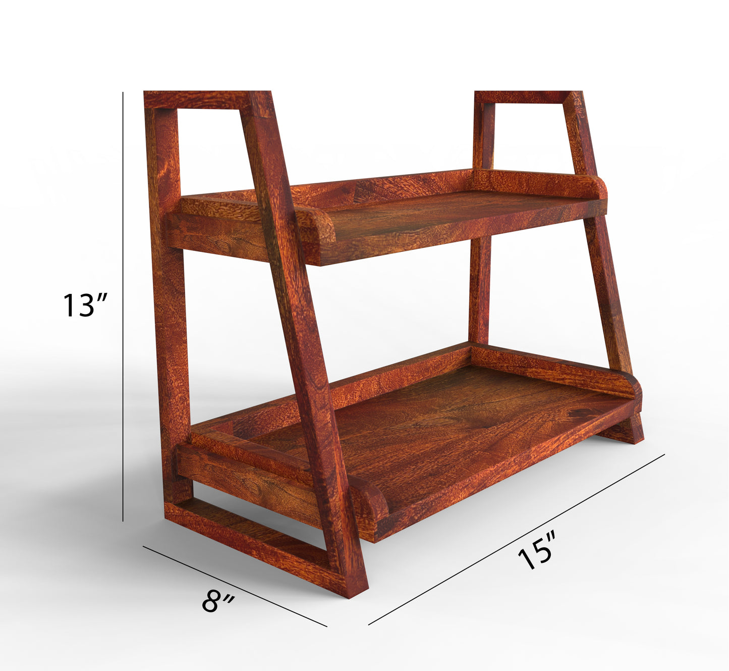 Handcrafted Mango Wood Kitchen Organizer – 2-Tier Storage Rack