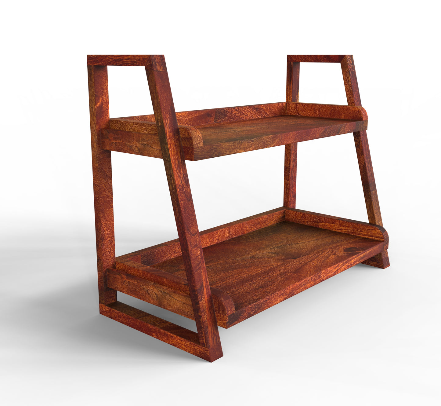 Handcrafted Mango Wood Kitchen Organizer – 2-Tier Storage Rack