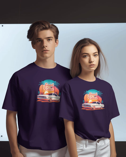 Couple combo of Navy Blue Premium cotton biowash Round neck T-shirt(2 Unit)