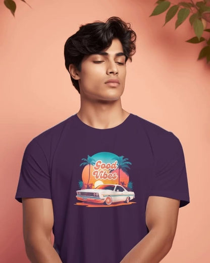 Navy Blue Cotton bio wash, half sleeve Unisex T-shirt