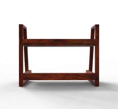 Handcrafted Mango Wood Kitchen Organizer – 2-Tier Storage Rack