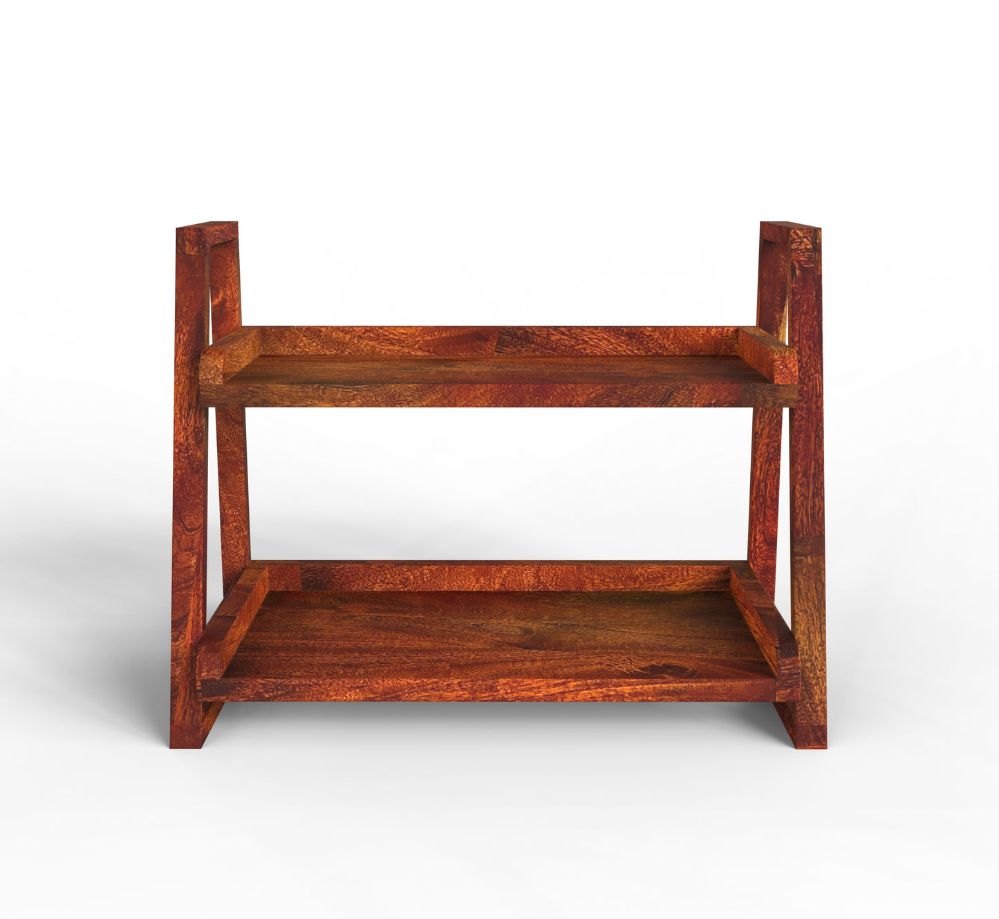 Handcrafted Mango Wood Kitchen Organizer – 2-Tier Storage Rack
